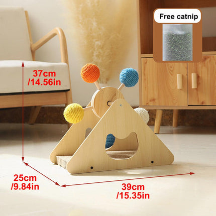 Wooden Ferris Wheel Cat Scratching Board Interactive Cat Toys Pet Play Furniture
