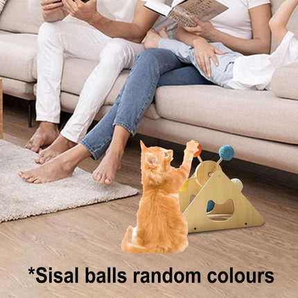 Wooden Ferris Wheel Cat Scratching Board Interactive Cat Toys Pet Play Furniture