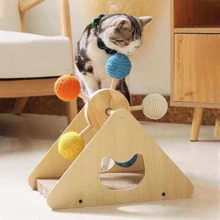 Wooden Ferris Wheel Cat Scratching Board Interactive Cat Toys Pet Play Furniture