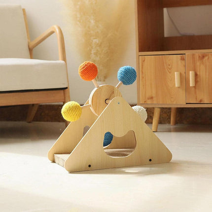 Wooden Ferris Wheel Cat Scratching Board Interactive Cat Toys Pet Play Furniture