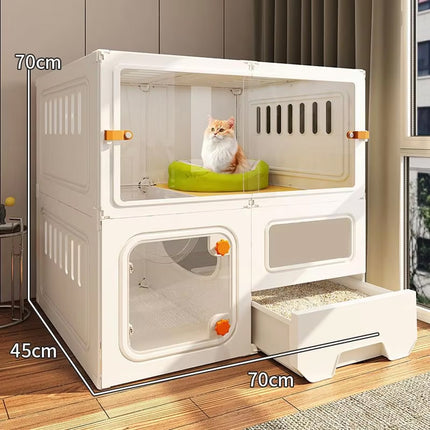 Multi Level Cat Villa with Litter Drawer Indoor Cat Cage House 2 or 3 Tier