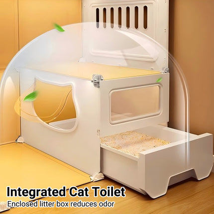 Multi Level Cat Villa with Litter Drawer Indoor Cat Cage House 2 or 3 Tier