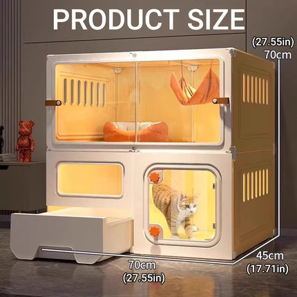 Multi Level Cat Villa with Litter Drawer Indoor Cat Cage House 2 or 3 Tier