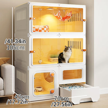 Multi Level Cat Villa with Litter Drawer Indoor Cat Cage House 2 or 3 Tier