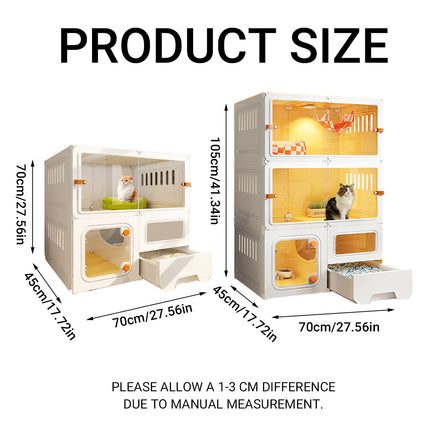Multi Level Cat Villa with Litter Drawer Indoor Cat Cage House 2 or 3 Tier