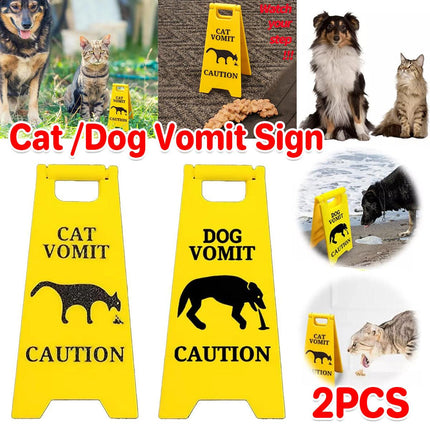 2PCS Mini Pet Vomit Warning Signs for Dog and Cat Mess Clean-Up Reminder