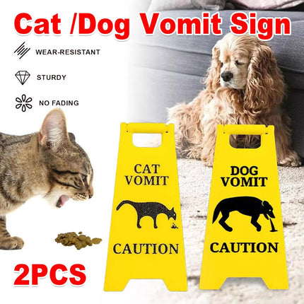 2PCS Mini Pet Vomit Warning Signs for Dog and Cat Mess Clean-Up Reminder