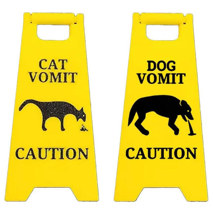 2PCS Mini Pet Vomit Warning Signs for Dog and Cat Mess Clean-Up Reminder