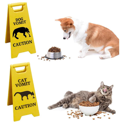 2PCS Mini Pet Vomit Warning Signs for Dog and Cat Mess Clean-Up Reminder