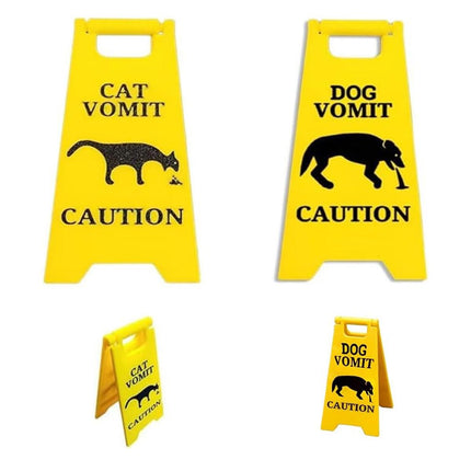 2PCS Mini Pet Vomit Warning Signs for Dog and Cat Mess Clean-Up Reminder