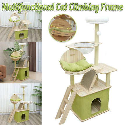 Wooden Cat Climbing Tree Tower Multi Level Integrated Cat Rack Furniture Stand