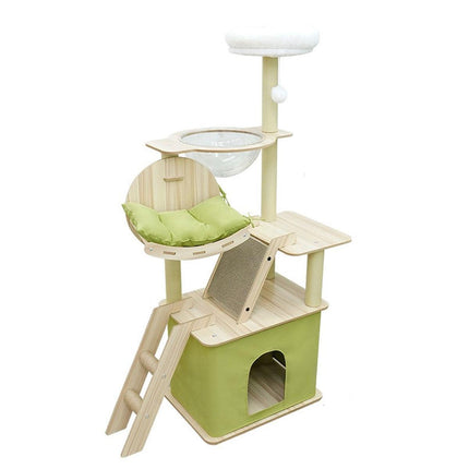 Wooden Cat Climbing Tree Tower Multi Level Integrated Cat Rack Furniture Stand