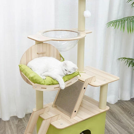 Wooden Cat Climbing Tree Tower Multi Level Integrated Cat Rack Furniture Stand