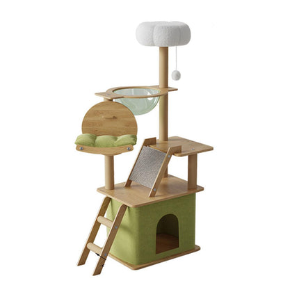 Wooden Cat Climbing Tree Tower Multi Level Integrated Cat Rack Furniture Stand