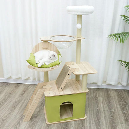 Wooden Cat Climbing Tree Tower Multi Level Integrated Cat Rack Furniture Stand