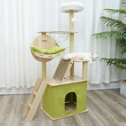 Wooden Cat Climbing Tree Tower Multi Level Integrated Cat Rack Furniture Stand
