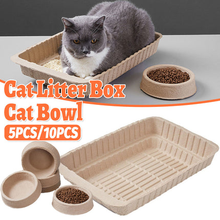 5/10PCS Portable Cat Litter Box Disposable Travel Pet Food Bowl Tray for Outdoor