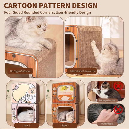Cat Scratch Board 2 in 1 Cubic Cat Bed House Multifunctional Furniture Indoor