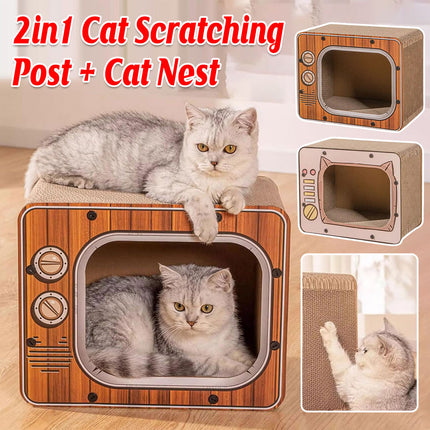 Cat Scratch Board 2 in 1 Cubic Cat Bed House Multifunctional Furniture Indoor