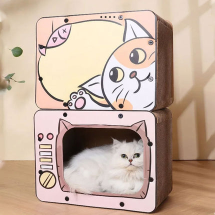 Cat Scratch Board 2 in 1 Cubic Cat Bed House Multifunctional Furniture Indoor