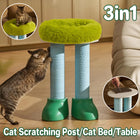 3-in-1 Cat Scratching Post Cosy Nest Climbing Shelf Side Table Furniture