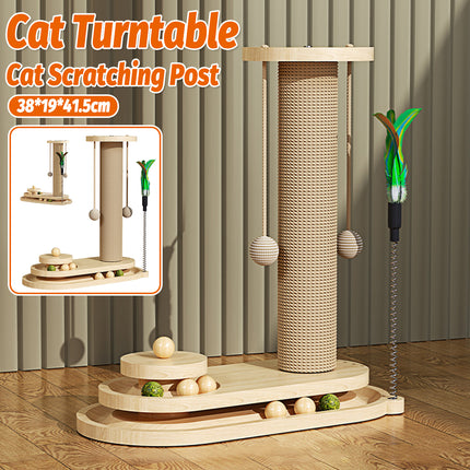 Cat Scratching Post Oval Turntable Cat Toy Scratcher Board Interactive Furniture
