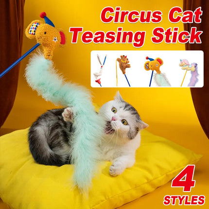 Circus Themed Cat Teaser Stick Interactive Teaser Pole Toy for Cats and Kittens