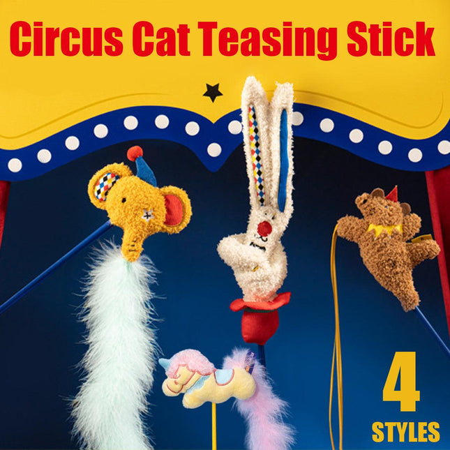 Circus Themed Cat Teaser Stick Interactive Teaser Pole Toy for Cats and Kittens