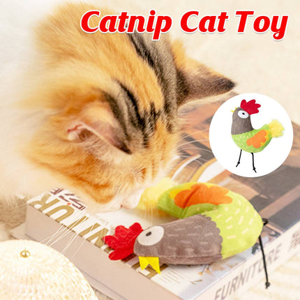 Catnip Cat Toy Plush Chicken Shape Interactive Teething Kitten Play Toy 13 x 9cm