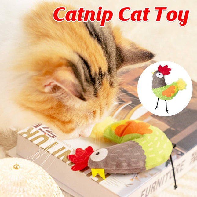 Catnip Cat Toy Plush Chicken Shape Interactive Teething Kitten Play Toy 13 x 9cm