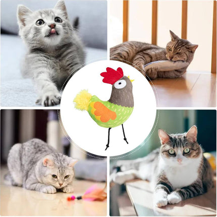 Catnip Cat Toy Plush Chicken Shape Interactive Teething Kitten Play Toy 13 x 9cm