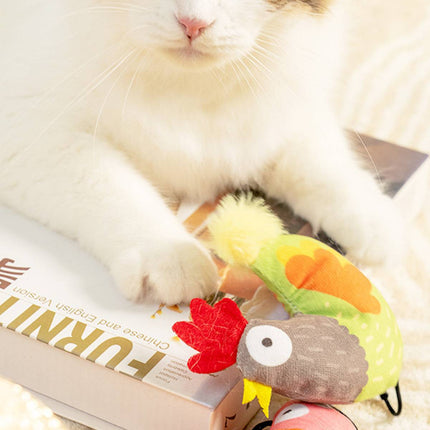 Catnip Cat Toy Plush Chicken Shape Interactive Teething Kitten Play Toy 13 x 9cm