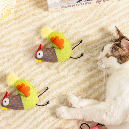 Catnip Cat Toy Plush Chicken Shape Interactive Teething Kitten Play Toy 13 x 9cm