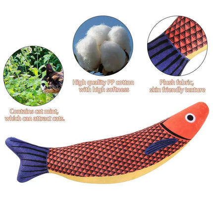 Catnip Fish Toy Plush Chew Toy for Cats Kitten Interactive Boredom Relief Play