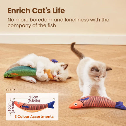 Catnip Fish Toy Plush Chew Toy for Cats Kitten Interactive Boredom Relief Play
