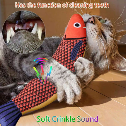 Catnip Fish Toy Plush Chew Toy for Cats Kitten Interactive Boredom Relief Play