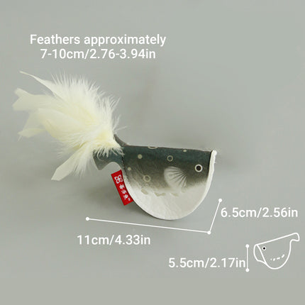 2pcs Catnip Pufferfish Cat Toy with Feather Tail Bell Interactive Felt Toy