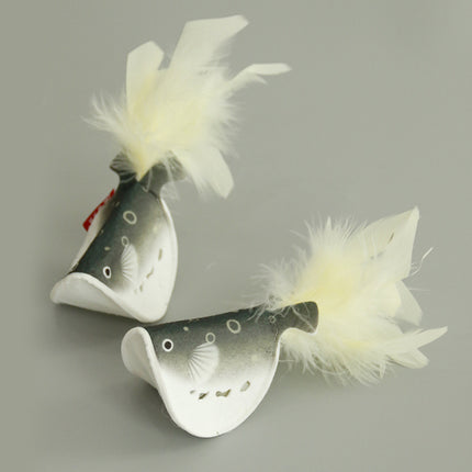 2pcs Catnip Pufferfish Cat Toy with Feather Tail Bell Interactive Felt Toy