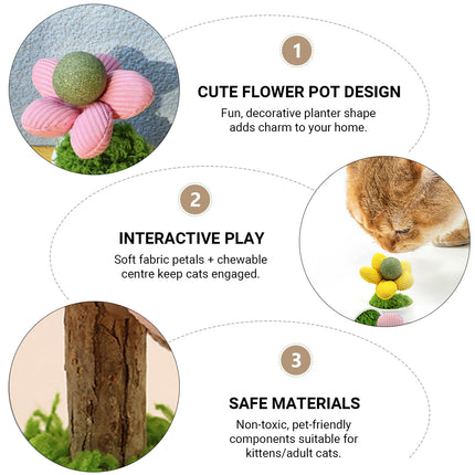 Catnip Ball Cat Chew Toy Cute Flower Pot Shaped Interactive Play Teeth Cleaning