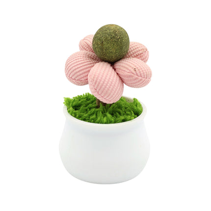 Catnip Ball Cat Chew Toy Cute Flower Pot Shaped Interactive Play Teeth Cleaning