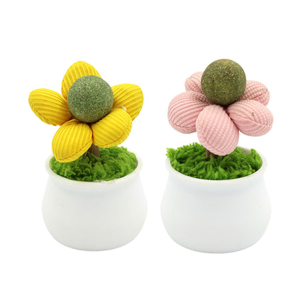 Catnip Ball Cat Chew Toy Cute Flower Pot Shaped Interactive Play Teeth Cleaning