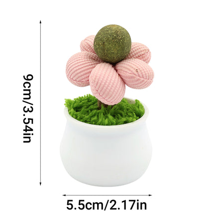 Catnip Ball Cat Chew Toy Cute Flower Pot Shaped Interactive Play Teeth Cleaning