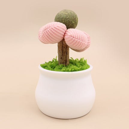 Catnip Ball Cat Chew Toy Cute Flower Pot Shaped Interactive Play Teeth Cleaning