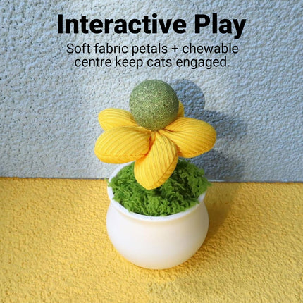 Catnip Ball Cat Chew Toy Cute Flower Pot Shaped Interactive Play Teeth Cleaning