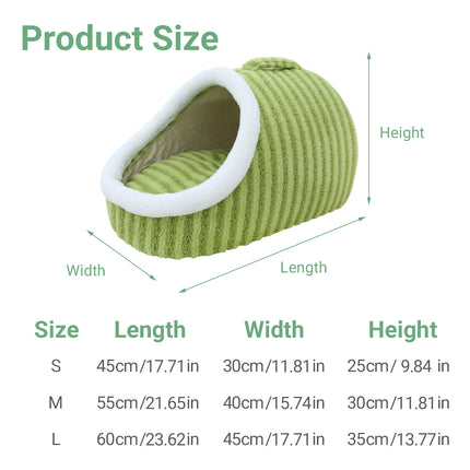 Striped Pet Bed Warm Soft Cat Dog Cave Nest Thickened Cozy Indoor Sleeping