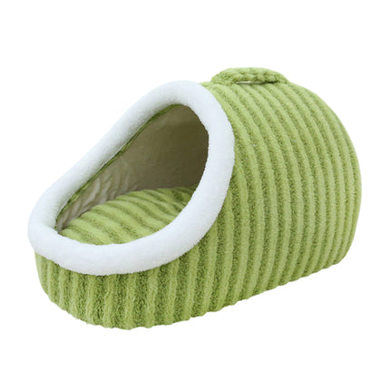 Striped Pet Bed Warm Soft Cat Dog Cave Nest Thickened Cozy Indoor Sleeping