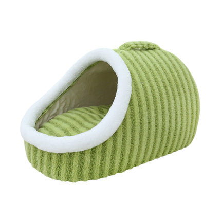 Striped Pet Bed Warm Soft Cat Dog Cave Nest Thickened Cozy Indoor Sleeping