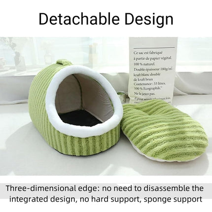 Striped Pet Bed Warm Soft Cat Dog Cave Nest Thickened Cozy Indoor Sleeping