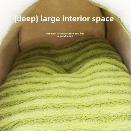 Striped Pet Bed Warm Soft Cat Dog Cave Nest Thickened Cozy Indoor Sleeping