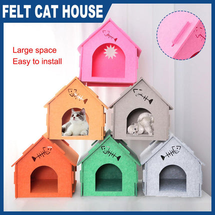 Cats Nest Scratch Resistant Semi Enclosed Felt Cat House Removable Comfortable